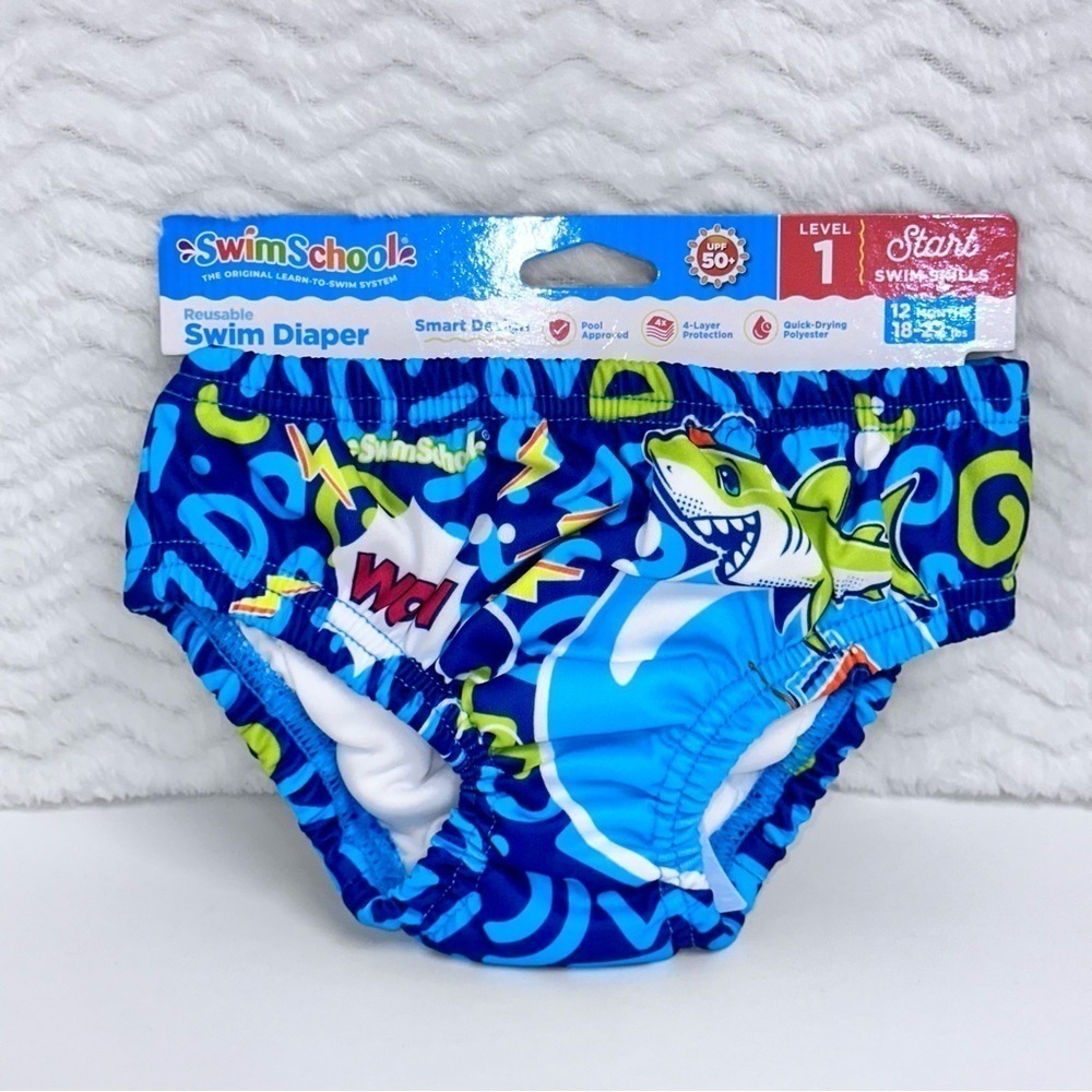 Swim School Boy’s Reusable Swim Diaper Size 12 Months 18/22 LBS NWT